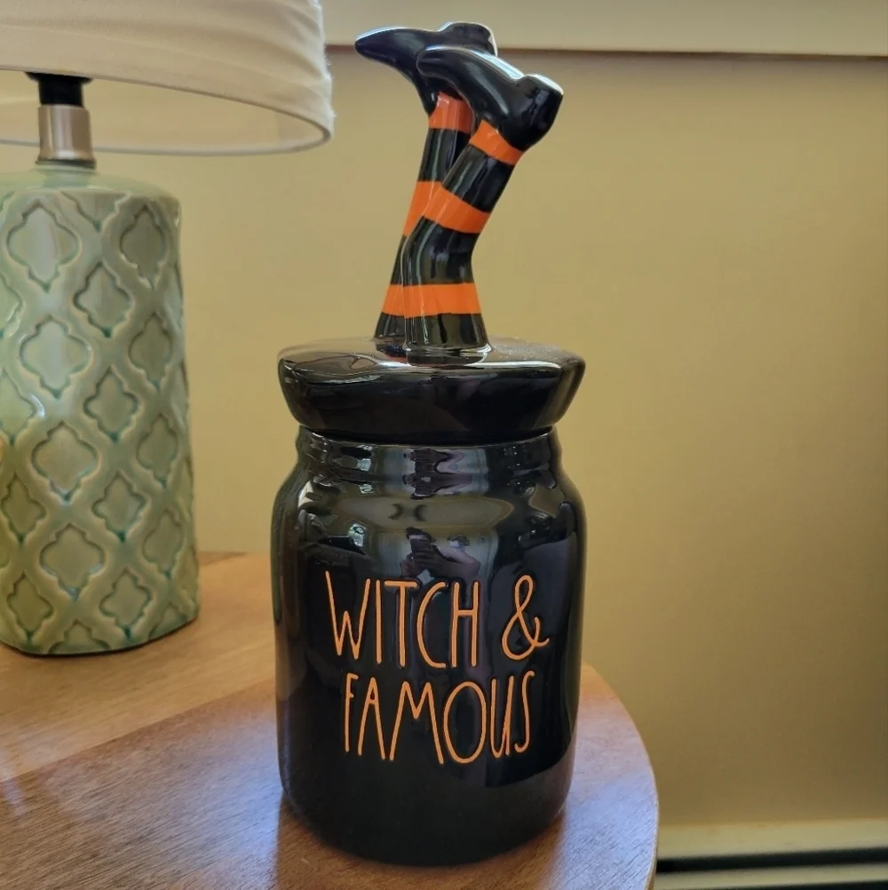 Halloween Decor Rae Dunn WITCH & FAMOUS Baby Canister Halloween 2022